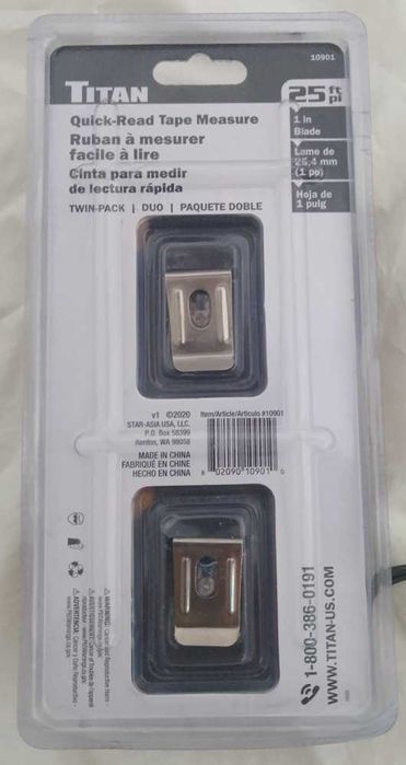 Titan Tools fita métrica 25 pés, 2 unidades