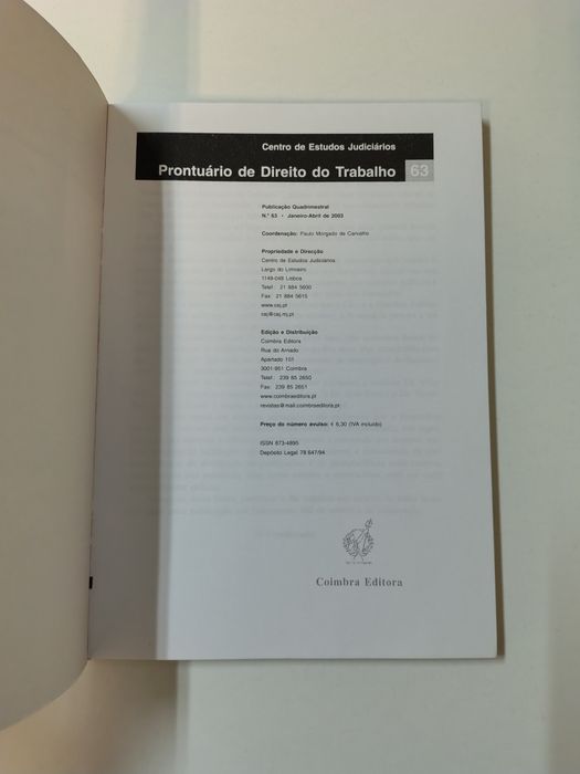 Prontuário de Direito do Trabalho, n° 63

N° 63, Janeiro - Abril de 20