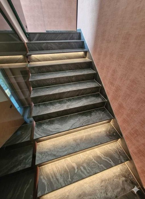 Schody Stopień + Podstopień Antracytowe Kwarcyt Silver Grey150x33x2 cm