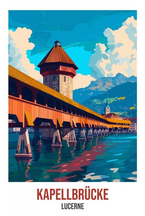 Plakat 68x101cm Kapellbrcke, Lucerne
