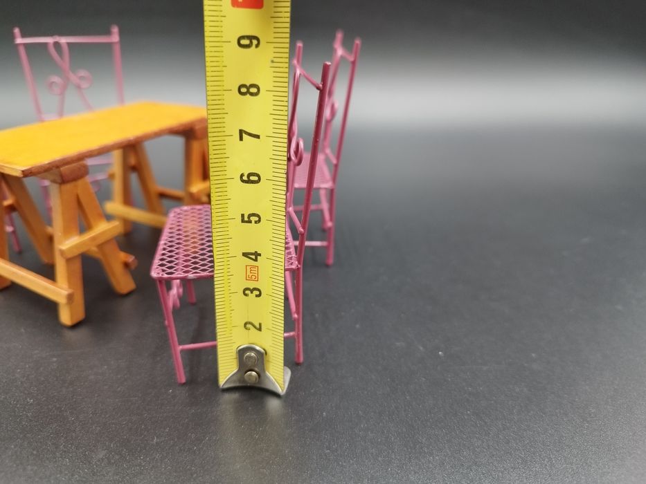 Mini mebelki zestaw ogrodowy cztery  krzesła i stoł skala 1:12 mebelk