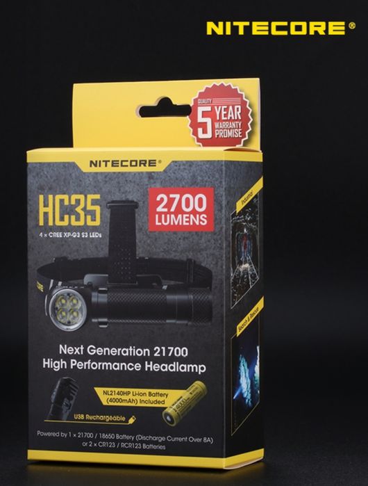 Nitecore HC35 – 2700 люмен, акумулятор 21700