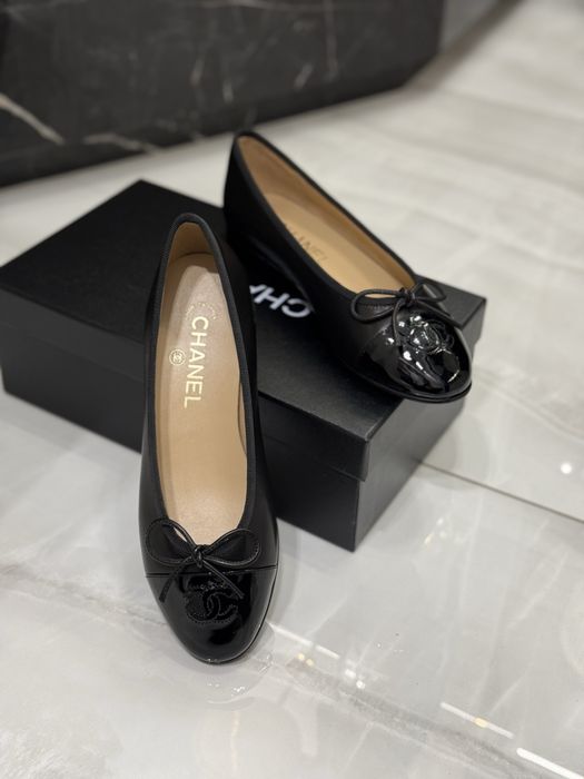 Baleriny Chanel black leather