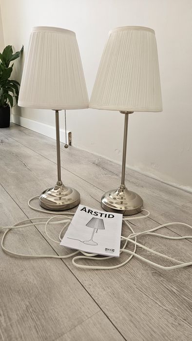 Dwie lampy Arstid Ikea srebrne