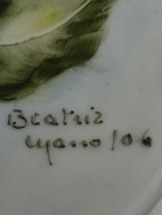 Conjunto de 2 chavenas e pires Pintado a mao assinado