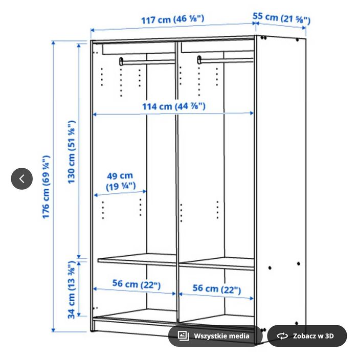 Biała szafa z drzwiami przesuwnymi - IKEA KLEPPSTAD