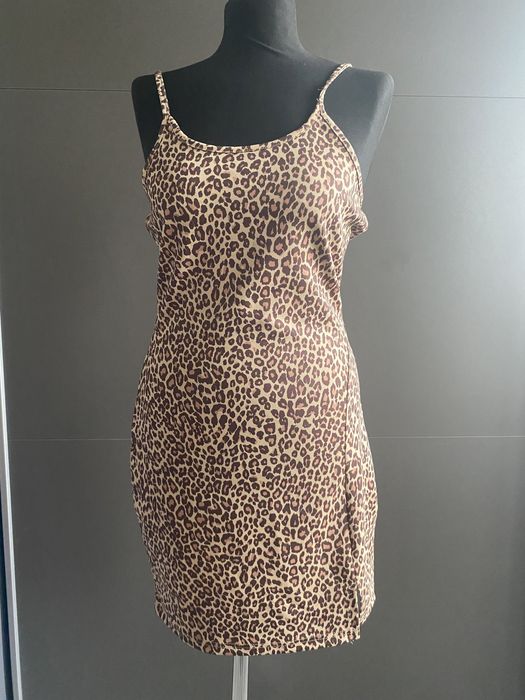 Śliczna sukienka, panterka, na ramiączkach, XS