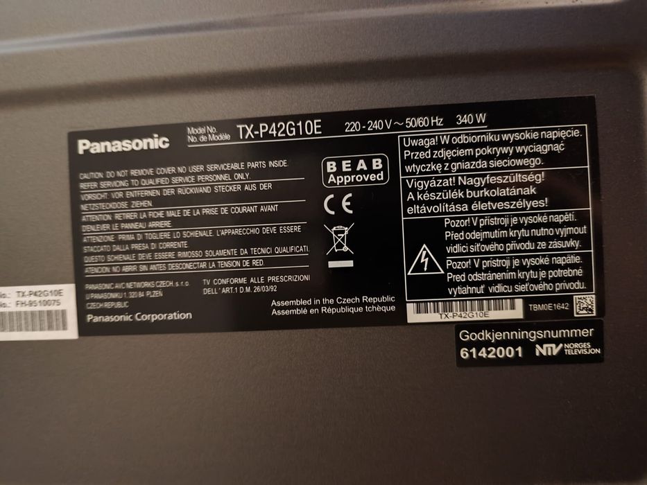 Televisor PLASMA  Panasonic TX-P42G10E.