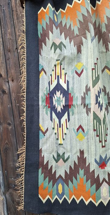 Piękny, wełniany kilim w stylu Art Deco
