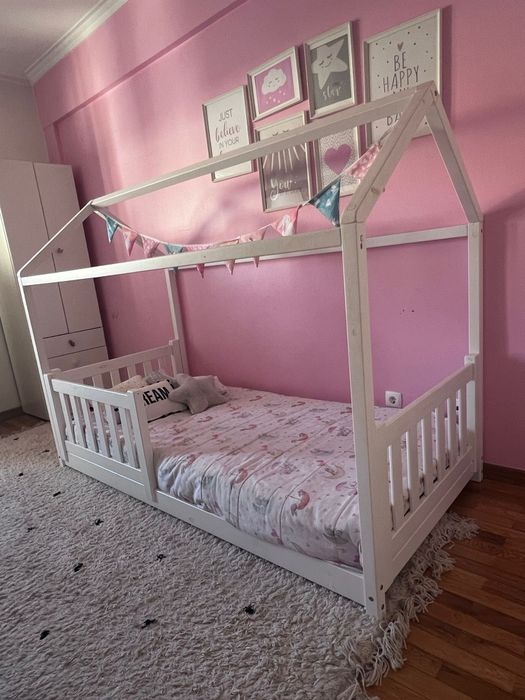 Cama infantil casa Pinho 90x200 branco