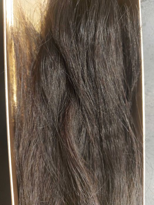 Wlosy naturalne sciete z glowy. 45 cm. 77 gr. Czarne.