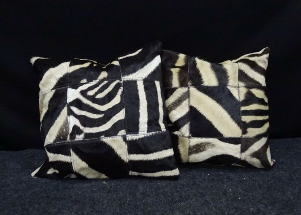 Pele zebra Burchell - Conjunto de Almofadas de pele de zebra (Duas)