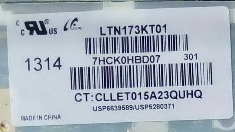 Матриця для ноута "HP ProBook 470 G2" LTN173KT01 17,3" 1600x900 матова