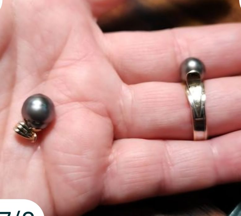 Komplet biżuterii 585 z perlą Tahiti.