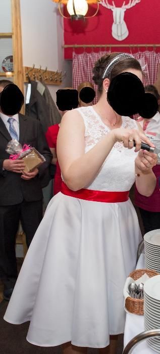 Wyjątkowa Krótka SUKNIA ŚLUBNA - 46/48 (+ GRATIS)