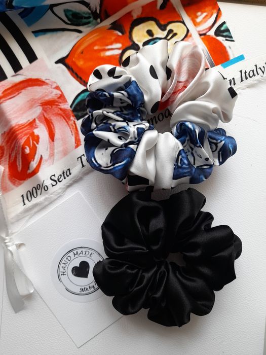 2 sztuki jedwabne gumki do włosów scrunchie