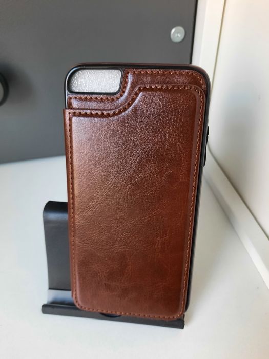 Etui na IPhone 6 plus z mikrofibrą,  z miejscem na kartki płecki skóra