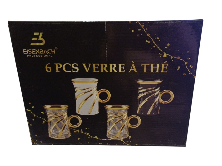 Eleganckie szklanki do herbaty i espresso – Złote zdobienia – Prezent