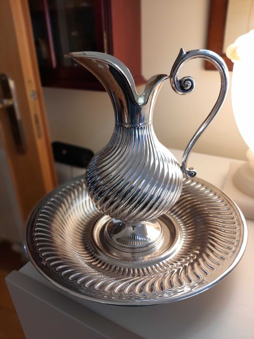 Prata/ Gomil/ Ânfora com Prato, Prata de lei 925