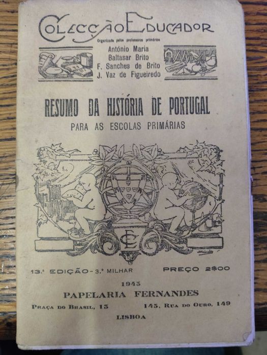Livro Escolar antigo História de Portugal 13a edição 1945