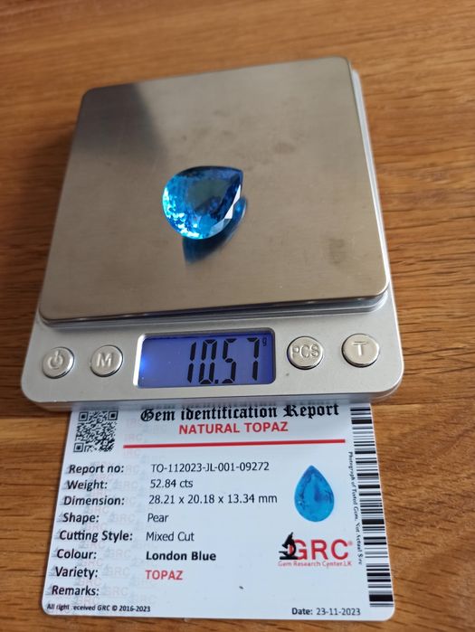 Topaz naturalny 52,84 ct. London Blue