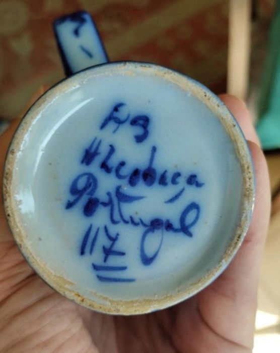 6 canecas louça Alcobaça antigas Estalagem Cruzeiro de Aljubarrota