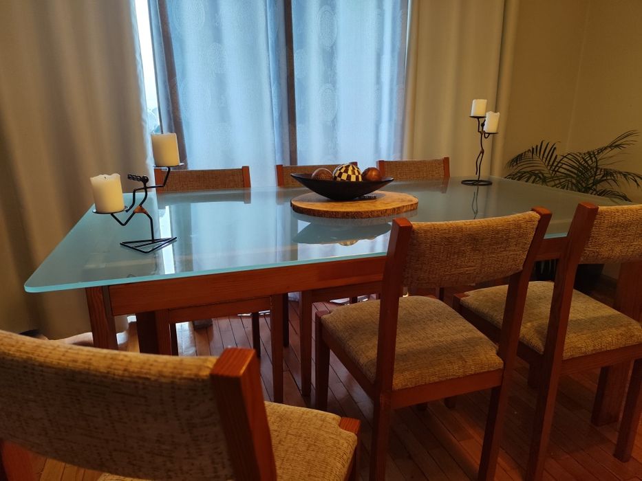 Mesa vidro 6 cadeiras