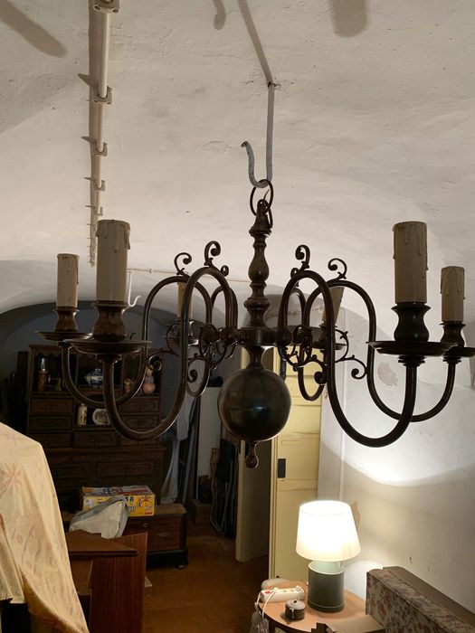 Candeeiro de cobre, com 6 braços