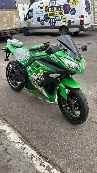 Электромотоцикл Ninja Электробайк 2950W, шлем в подарок, Зеленый