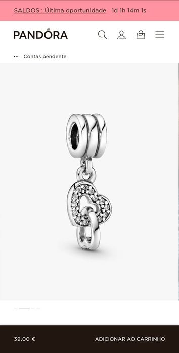 Conta Pandora ideal para o dia dos namorados.