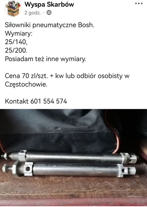Siłowniki pneumatyczne Bosch.