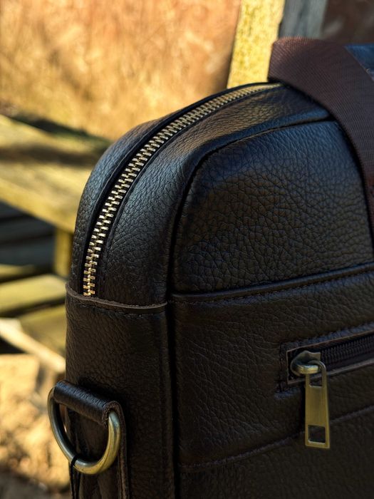 Torba Skórzana Unisex – Naturalna Skóra Wołowa, Brązowa, Pojemna