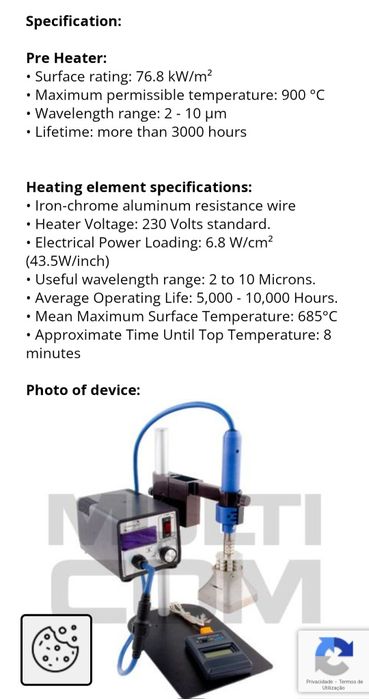 Estação de solda para eletrónica Tornado Infra Pro