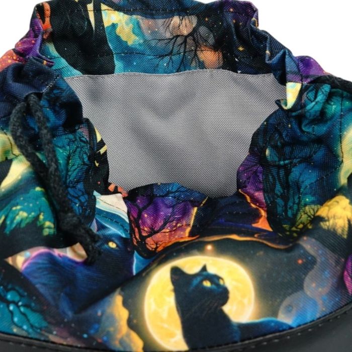 Mała Damska Torebka na ramię Czarny Kot - Czarna skóra ekologiczna