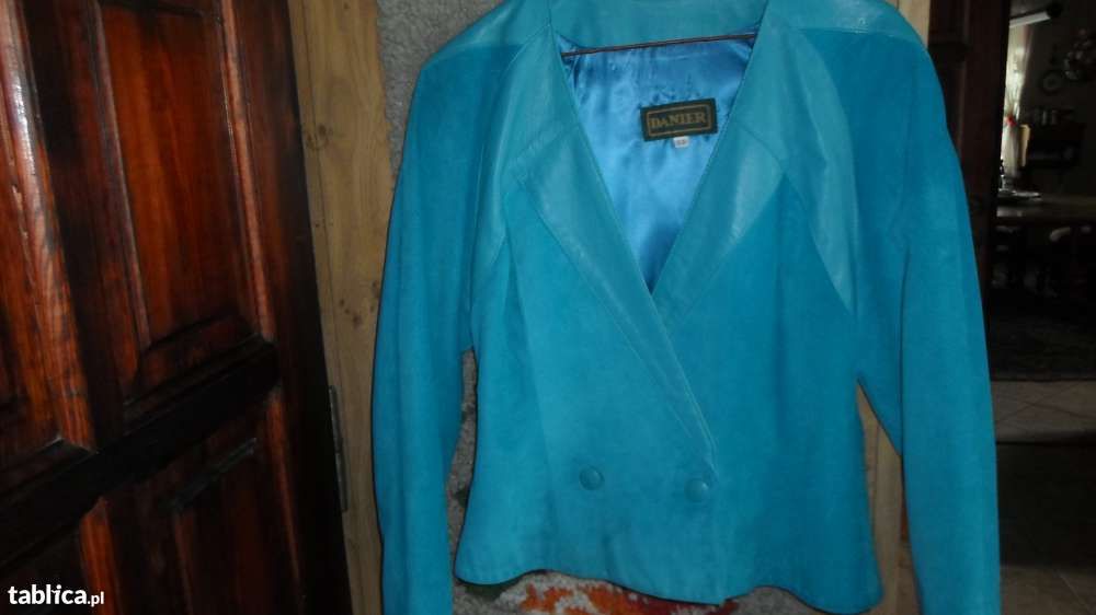 Kurtka skórzana turkus