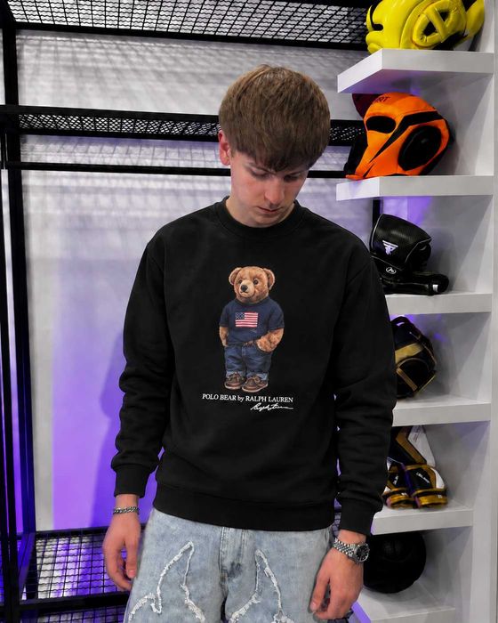 Черный Свитшот Ralph Lauren USA Bear — Толстовка Ральф Лаурен — XS S M L XL