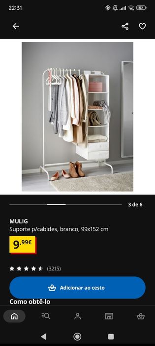 Suporte para cabides ikea