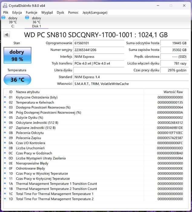 WD Black SN810 1TB PCI-E gen4 nvme