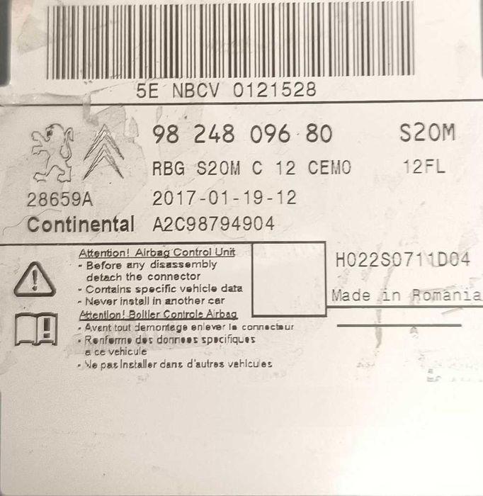 Centralina Airbag CITROËN C3 III (SX) ano 2016
