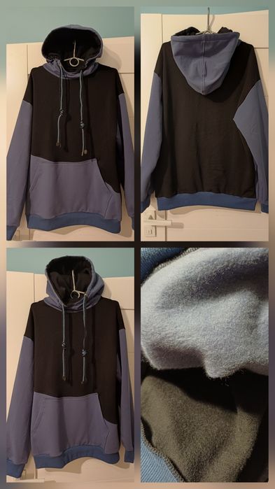 Nowa bluza kangurka "Kontrast" oversize unisex od S do XL z kaszmirem