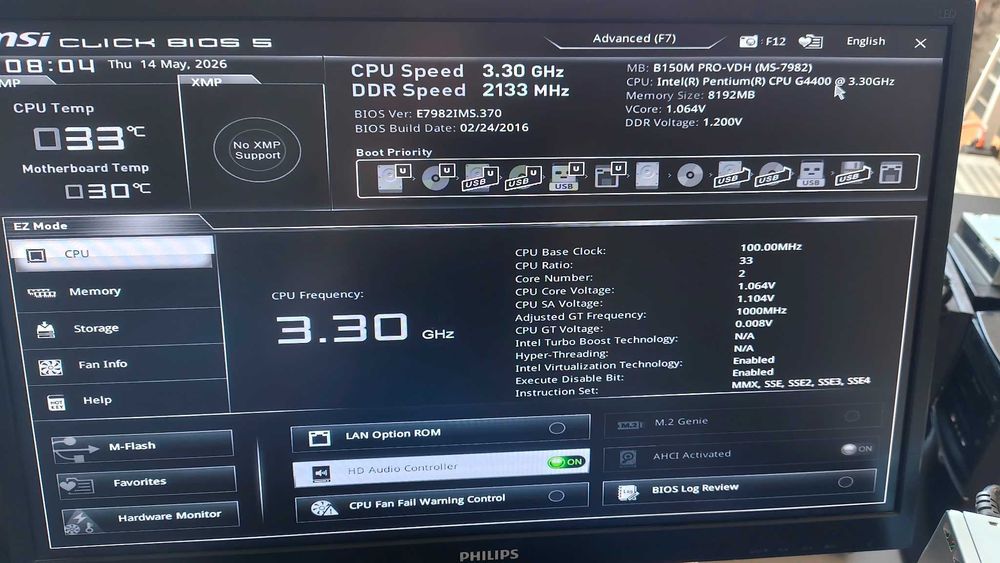 MSI B150M PRO-VDH + Intel Pentium G4400
