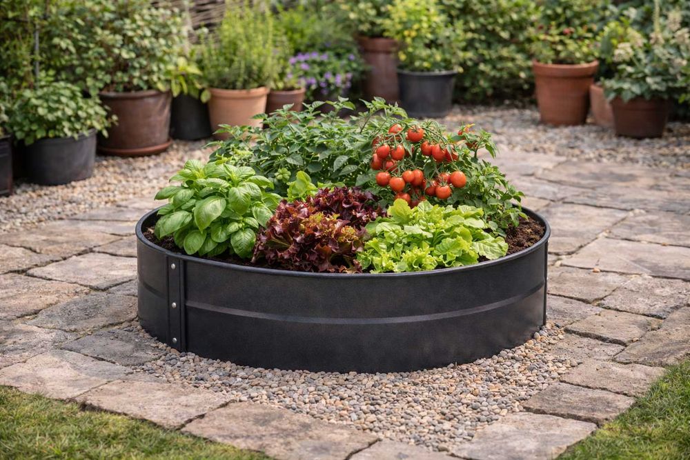 Grządka warzywna 90x90x30 cm okrągła antracyt