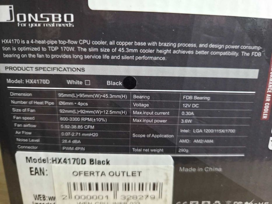 Chłodzenie procesora Jonsbo HX4170D