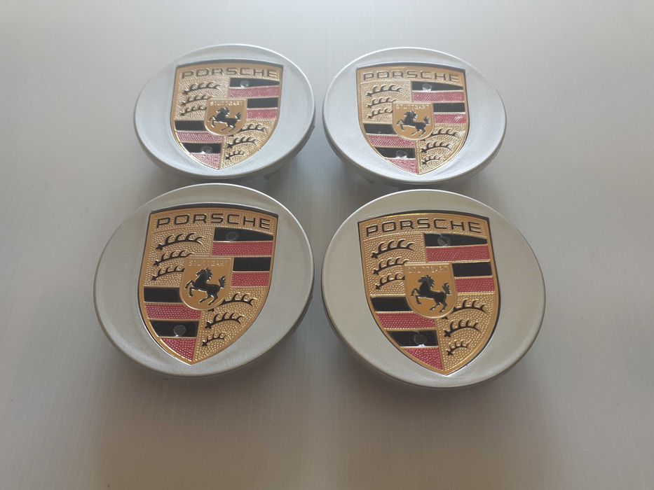 Centros/tampas de jante completos Porsche com 56, 60, 65, 68 e 76 mm