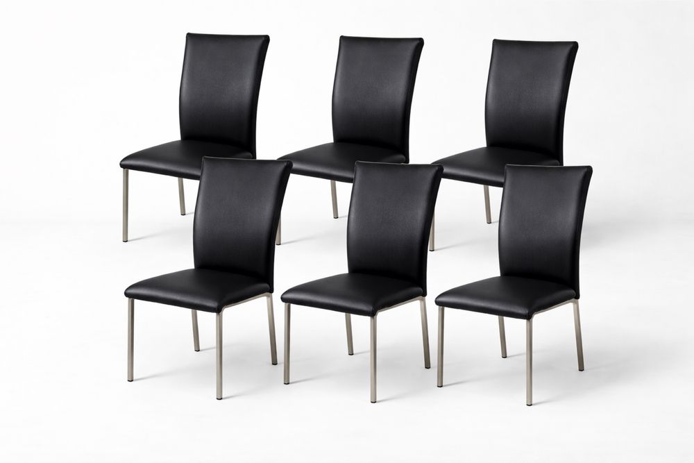 Conjunto de 6 cadeiras modernas inox/eco-pele