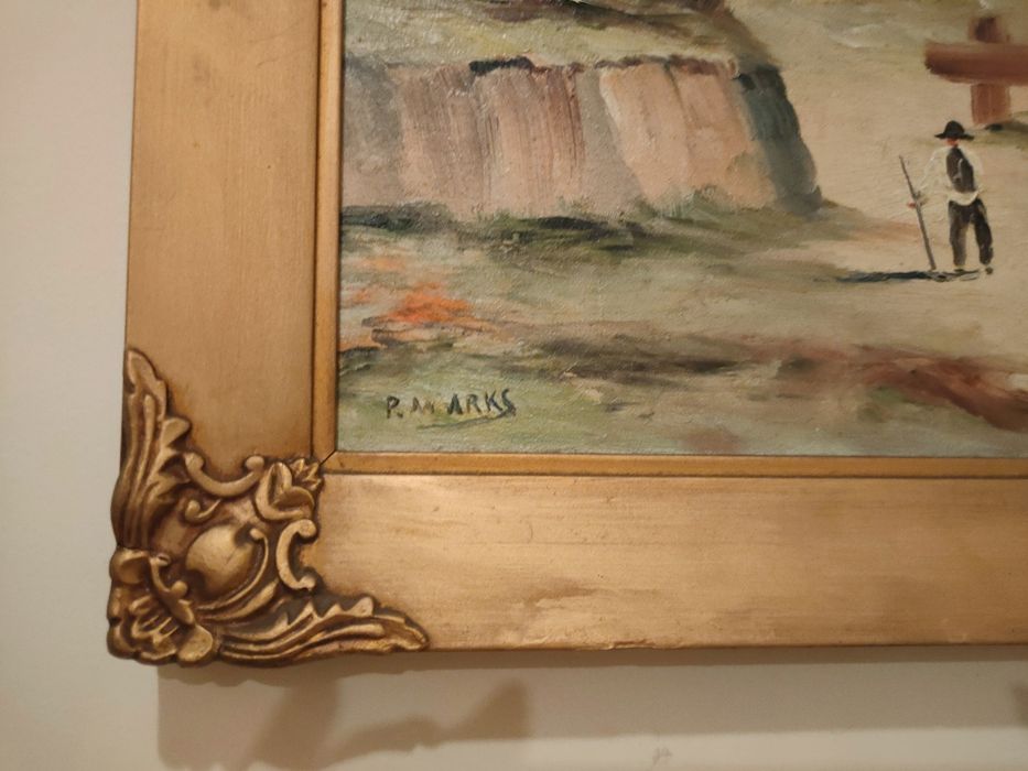 Quadro antigo pintado a óleo P. Markss