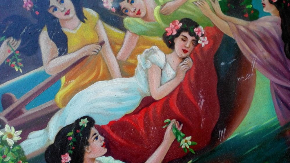 Картина антиквариат "Лесные нимфы"