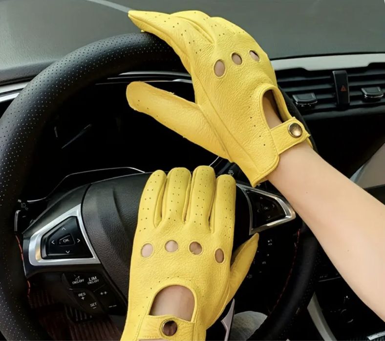 Мужские кожаные перчатки с перфорацией в британском стиле. Размер М