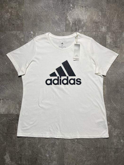 Нова! біла футболка adidas адідас жіноча базова big logo розмір 2хл