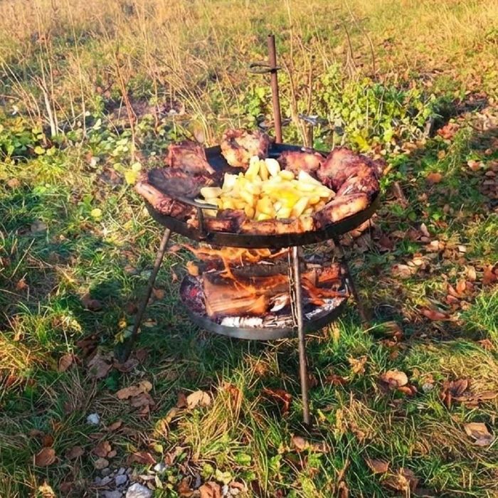 Комплект для костра сковорода из диска бороны с крышкой и ножками для плова мяса овощей